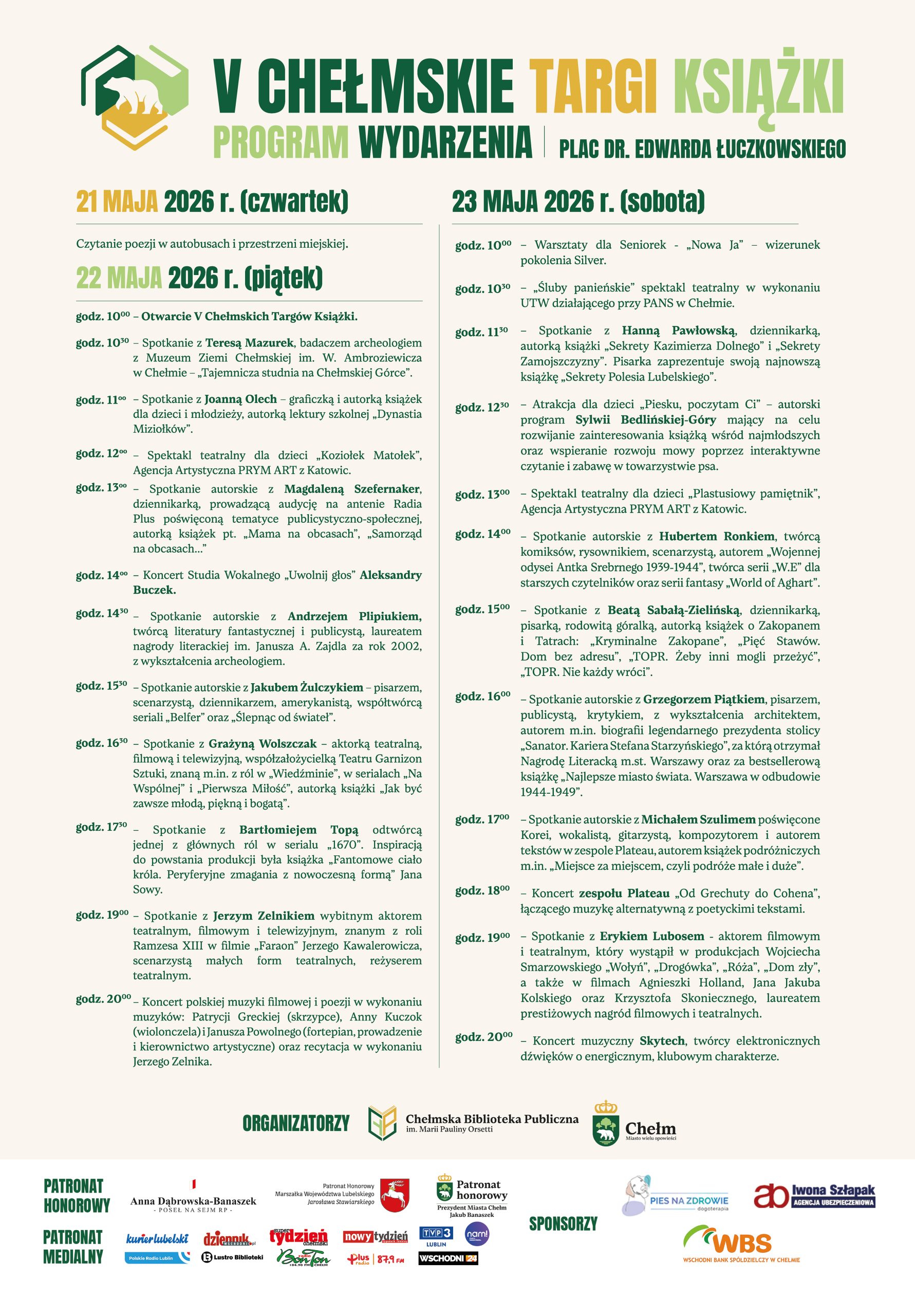 Program V Chełmskich Targów Książki